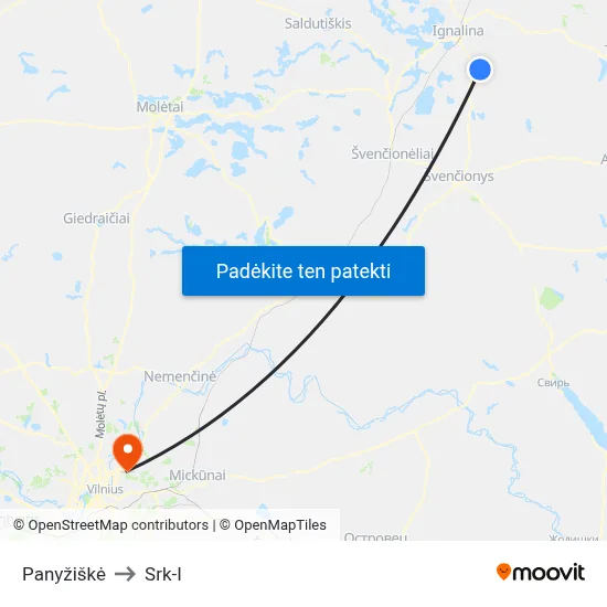 Panyžiškė to Srk-I map