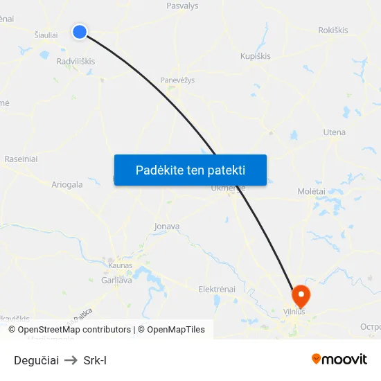 Degučiai to Srk-I map