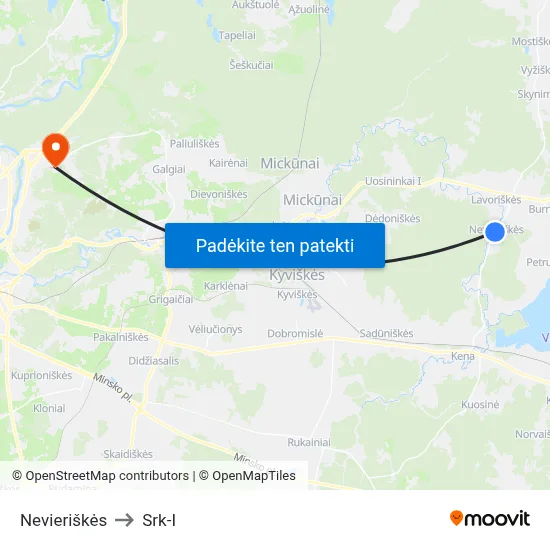 Nevieriškės to Srk-I map