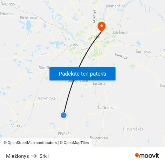 Miežionys to Srk-I map