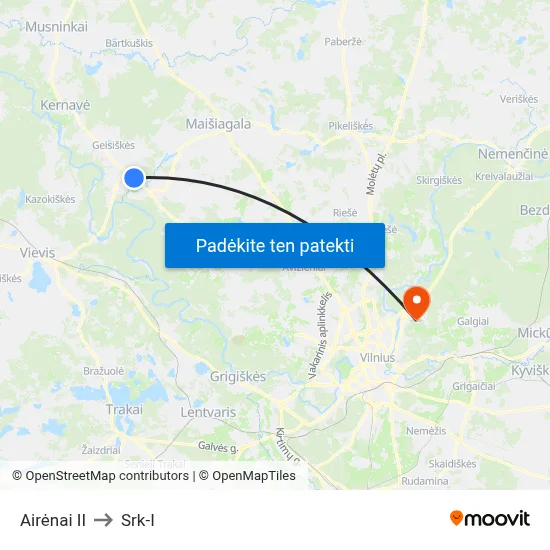 Airėnai II to Srk-I map