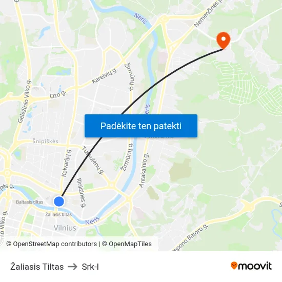 Žaliasis Tiltas to Srk-I map