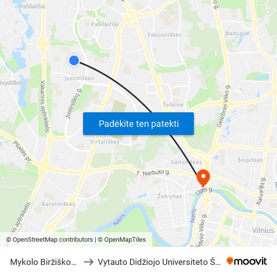 Mykolo Biržiškos Gimnazija to Vytauto Didžiojo Universiteto Švietimo Akademija map
