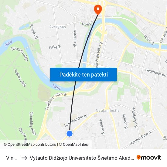 Vingis to Vytauto Didžiojo Universiteto Švietimo Akademija map