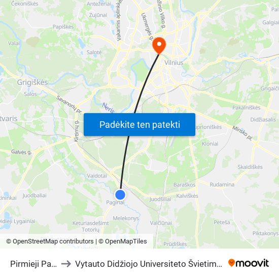 Pirmieji Pagiriai to Vytauto Didžiojo Universiteto Švietimo Akademija map