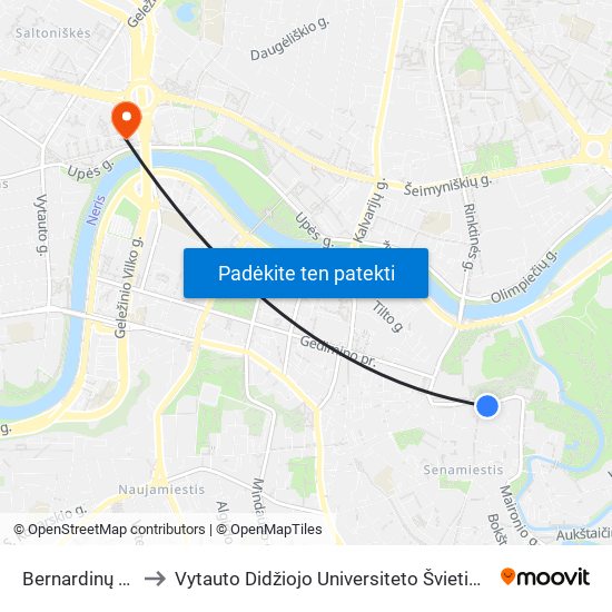 Bernardinų Sodas to Vytauto Didžiojo Universiteto Švietimo Akademija map