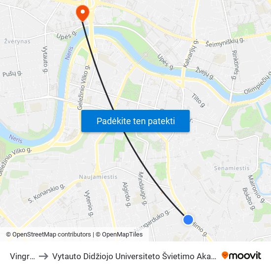 Vingriai to Vytauto Didžiojo Universiteto Švietimo Akademija map