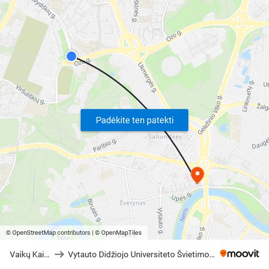 Vaikų Kaimas to Vytauto Didžiojo Universiteto Švietimo Akademija map