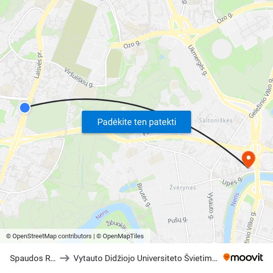 Spaudos Rūmai to Vytauto Didžiojo Universiteto Švietimo Akademija map