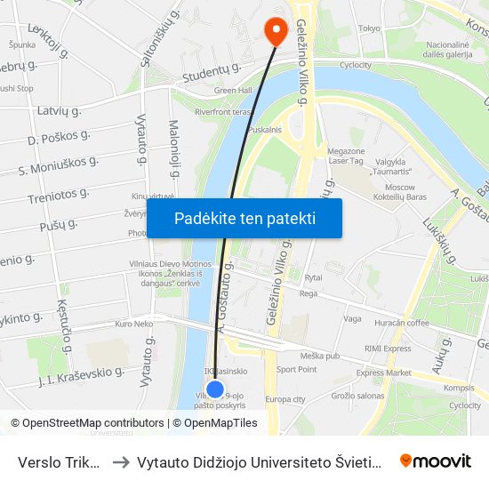 Verslo Trikampis to Vytauto Didžiojo Universiteto Švietimo Akademija map