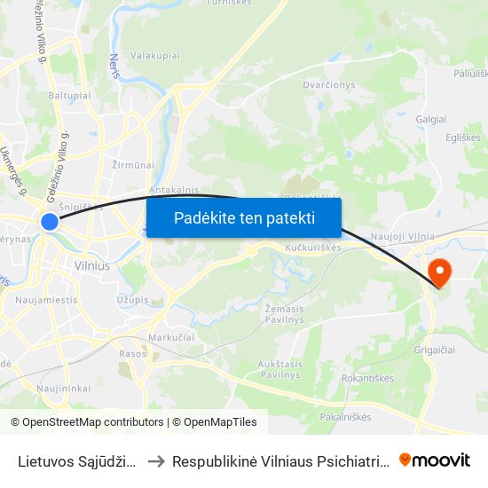 Lietuvos Sąjūdžio Kelias to Respublikinė Vilniaus Psichiatrijos Ligoninė map