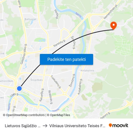 Lietuvos Sąjūdžio Kelias to Vilniaus Universiteto Teisės Fakultetas map