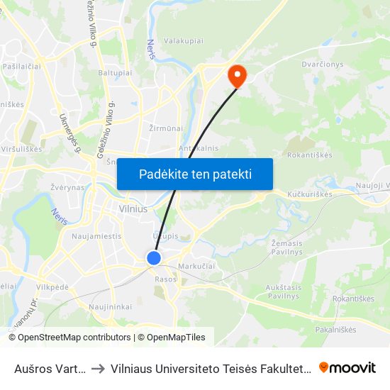 Aušros Vartai to Vilniaus Universiteto Teisės Fakultetas map