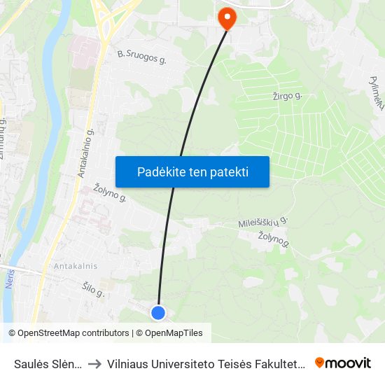 Saulės Slėnis to Vilniaus Universiteto Teisės Fakultetas map