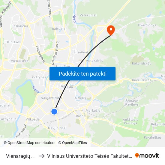 Vienaragių St. to Vilniaus Universiteto Teisės Fakultetas map