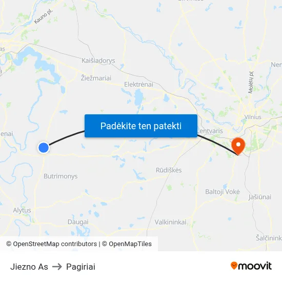 Jiezno As to Pagiriai map