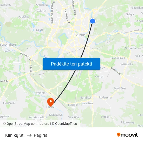 Klinikų St. to Pagiriai map
