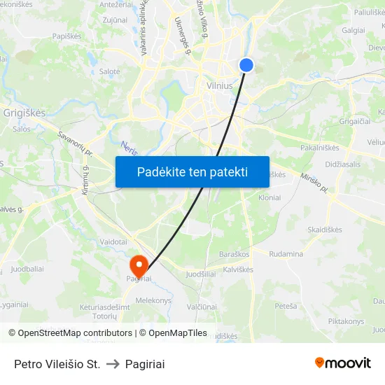 Petro Vileišio St. to Pagiriai map