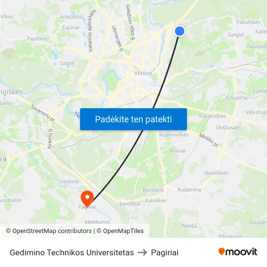 Gedimino Technikos Universitetas to Pagiriai map