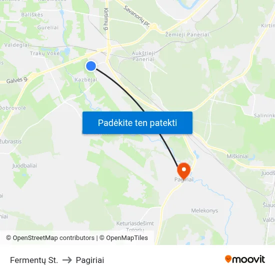 Fermentų St. to Pagiriai map