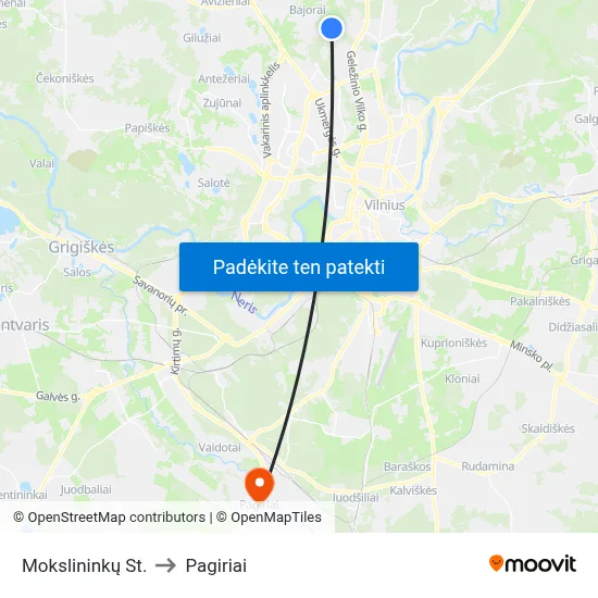 Mokslininkų St. to Pagiriai map