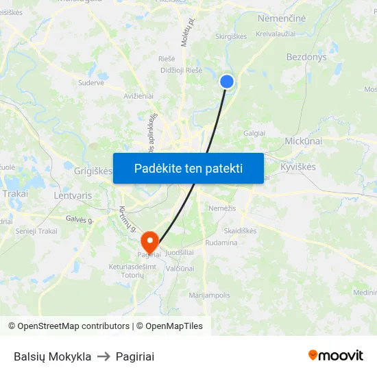 Balsių Mokykla to Pagiriai map