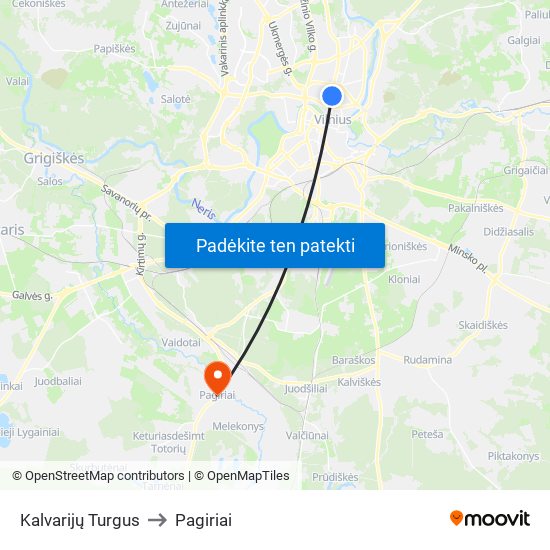 Kalvarijų Turgus to Pagiriai map