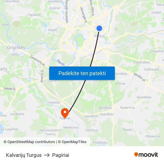 Kalvarijų Turgus to Pagiriai map