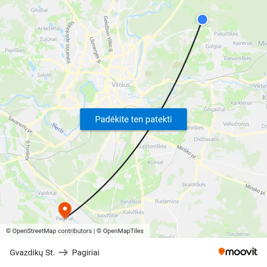 Gvazdikų St. to Pagiriai map