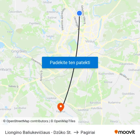 Liongino Baliukevičiaus - Dzūko St. to Pagiriai map