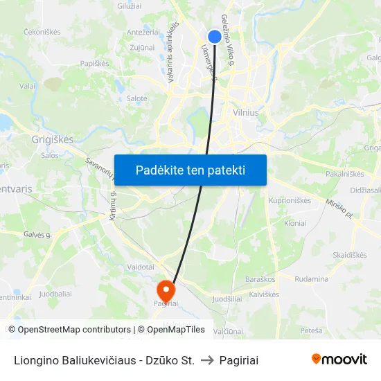 Liongino Baliukevičiaus - Dzūko St. to Pagiriai map