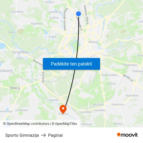 Sporto Gimnazija to Pagiriai map