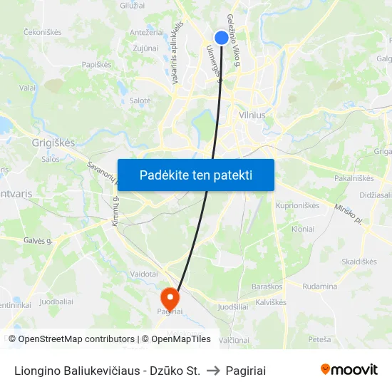 Liongino Baliukevičiaus - Dzūko St. to Pagiriai map