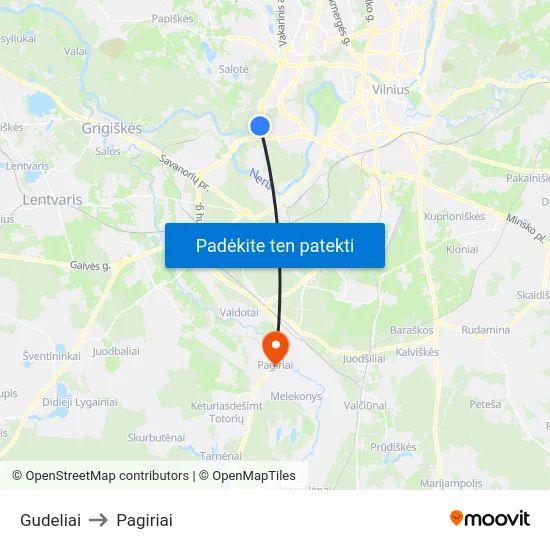 Gudeliai to Pagiriai map