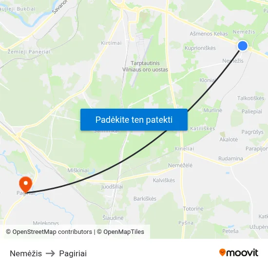 Nemėžis to Pagiriai map