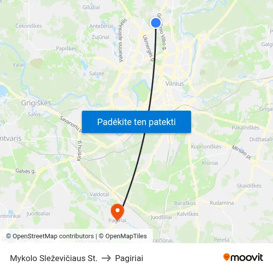 Mykolo Sleževičiaus St. to Pagiriai map