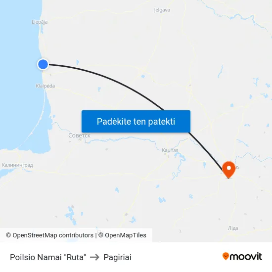 Poilsio Namai "Ruta" to Pagiriai map