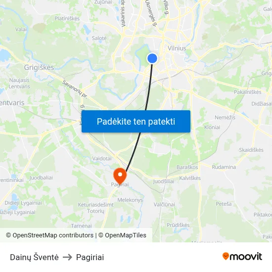 Dainų Šventė to Pagiriai map