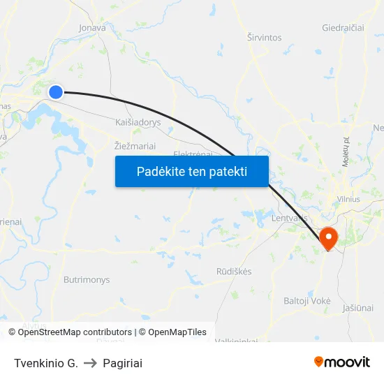 Tvenkinio G. to Pagiriai map