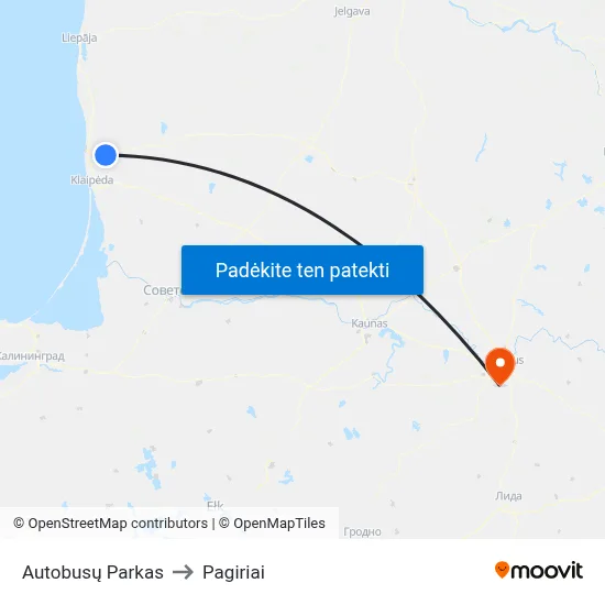 Autobusų Parkas to Pagiriai map
