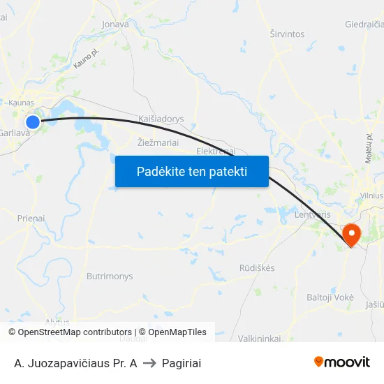 A. Juozapavičiaus Pr. A to Pagiriai map