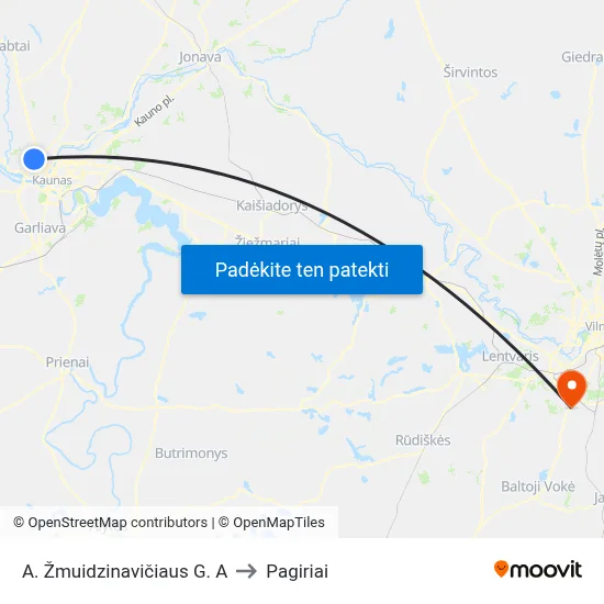 A. Žmuidzinavičiaus G. A to Pagiriai map