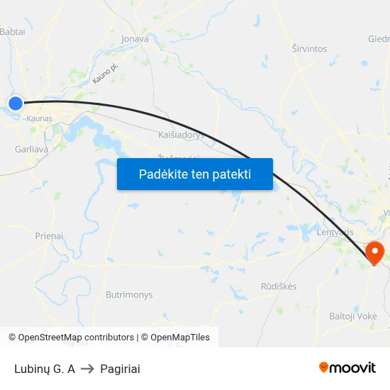Lubinų G. A to Pagiriai map