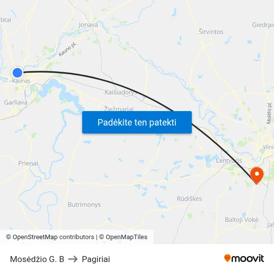 Mosėdžio G. B to Pagiriai map