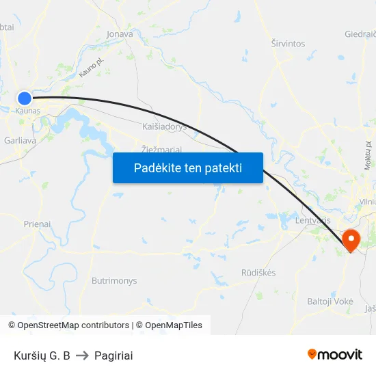 Kuršių G. B to Pagiriai map