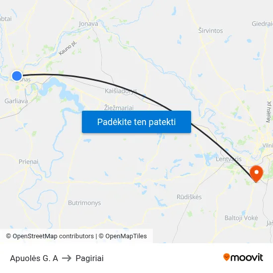 Apuolės G. A to Pagiriai map