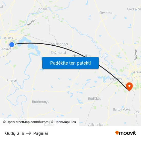 Gudų G. B to Pagiriai map