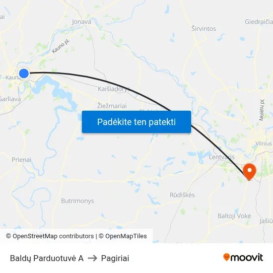 Baldų Parduotuvė A to Pagiriai map