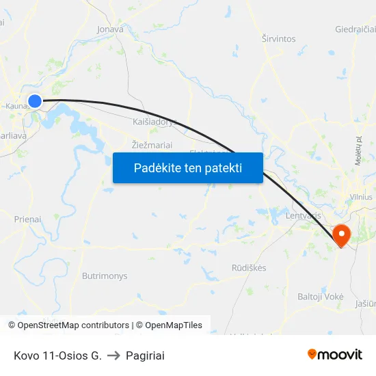 Kovo 11-Osios G. to Pagiriai map