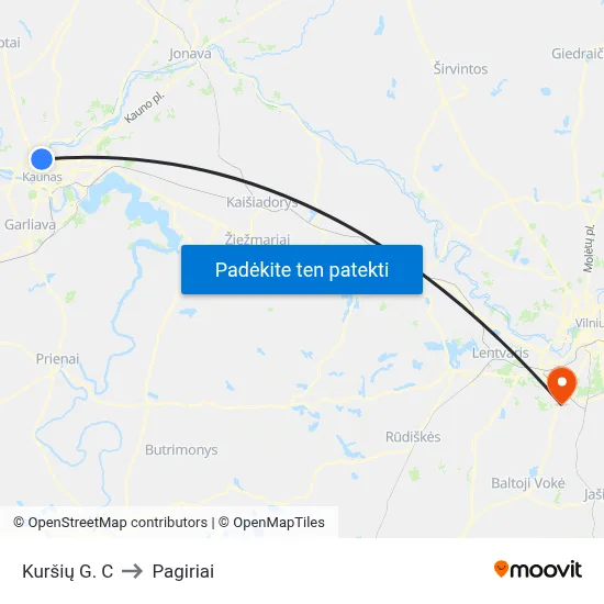 Kuršių G. C to Pagiriai map